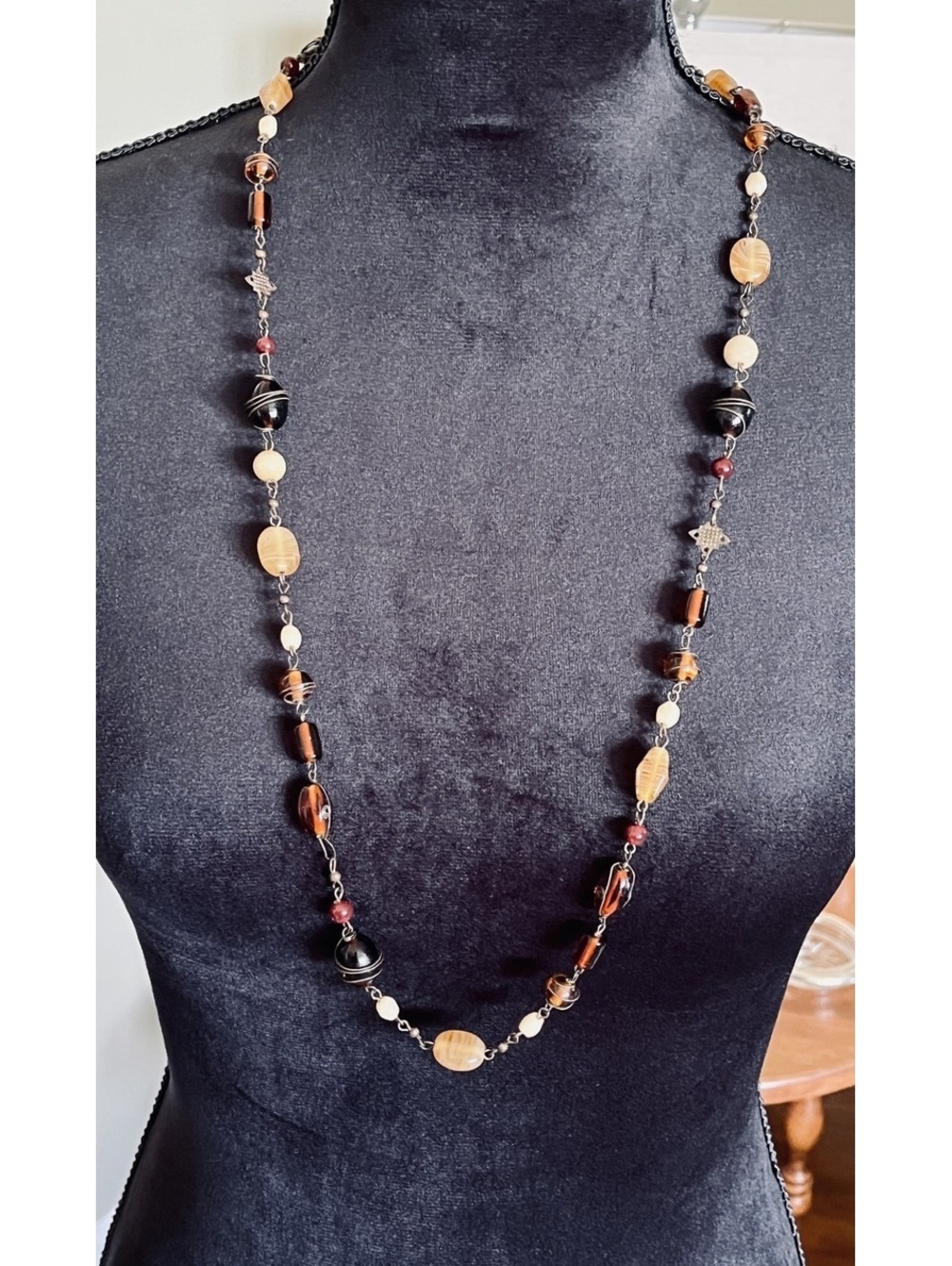 Vintage Style Beaded Multi-Color Long Necklace
